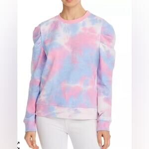 AQUA Puff-Sleeve Tie-Dye Sweatshirt -Medium